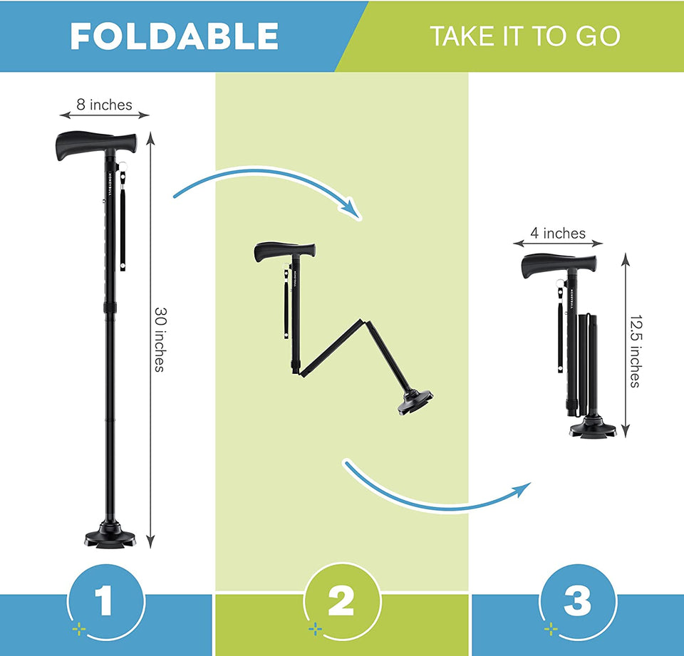 FOLDING TRUSTY CANE WITH LED LIGHTS