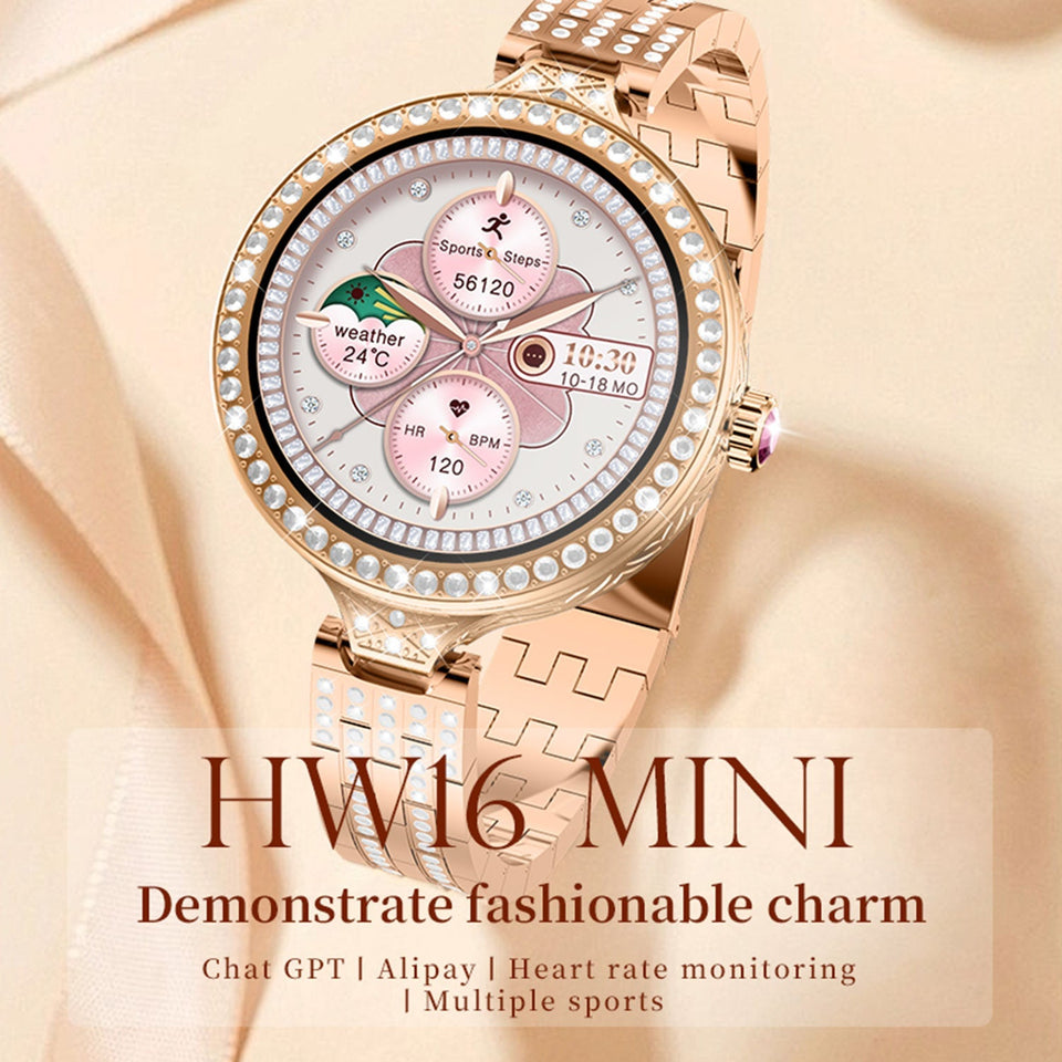 HW16 Mini Luxury Women Rose Gold Smart Watch