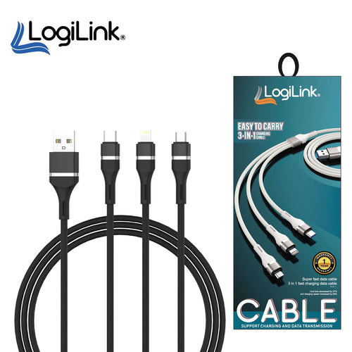 LOGILINK 3 IN 1 USB TO MICRO/TYPE C/LIGHTNING