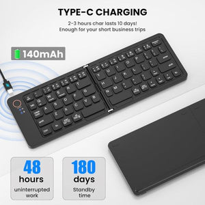 11 INCH FOLDABLE & RECHARGEABLE BLUETOOTH KEYBOARD