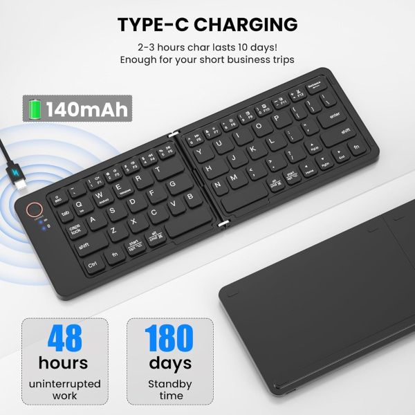 11 INCH FOLDABLE & RECHARGEABLE BLUETOOTH KEYBOARD