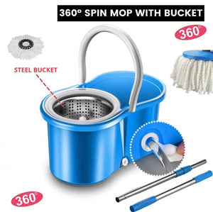 360° Easy Spin Magic Mop With Steel Bucket